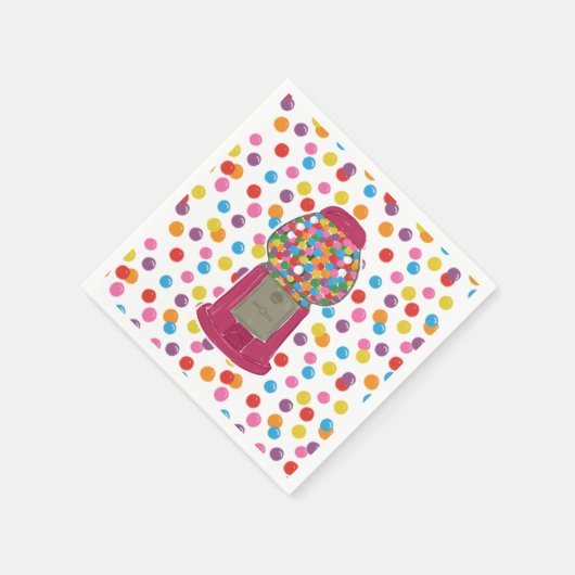 ピンクガンボールマシンキャンディバブルガム誕生日 スタンダードカクテルナプキン (角)