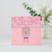 ピンクガンボール機フラットグリーティングカード カード (スタンド正面)