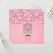 ピンクガンボール機フラットグリーティングカード カード (正面/裏面インサイチュ)