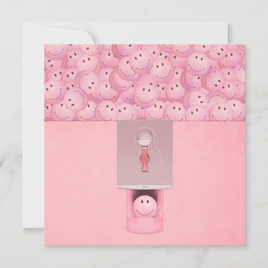 ピンクガンボール機フラットグリーティングカード カード (正面)