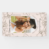 ピンクガーデニアフローラアーチ写真卒業 横断幕 (横)