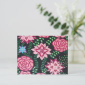 ピンクガーデンアート ポストカード (スタンド正面)