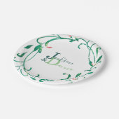 ピンクガーデンウォーターカラーリース ペーパープレート (アングル)