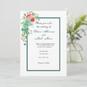 ピンクガーデンウォーターカラーローズブーケ結婚ーズ 招待状 (スタンド正面)