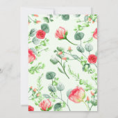 ピンクガーデンウォーターカラーローズブーケ結婚ーズ 招待状 (裏面)