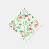 ピンクガーデンウォーターカラーローズブーケ スタンダードカクテルナプキン (角)