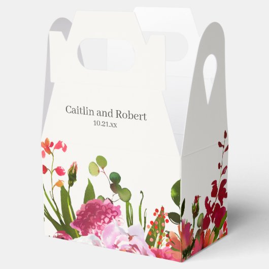 ピンクガーデンウォーターカラー結婚フローラ フェイバーボックス (オープン)