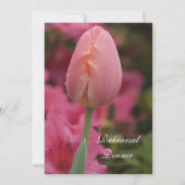 ピンクガーデンチューリップ結婚ズリハーサルディナー招待状 招待状 (正面)