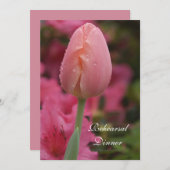 ピンクガーデンチューリップ結婚ズリハーサルディナー招待状 招待状 (正面/裏面)