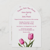 ピンクガーデンチューリップ結婚ズ 招待状 (正面/裏面)