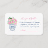 ピンクガーデンバラおむつラッフルベビーシャワーパーティー エンクロージャーカード (正面)