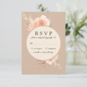 ピンクガーデンバラフレームの植物結婚式RSVP 出欠カード (スタンド正面)