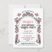 ピンクガーデンパーティー40歳の誕生日 招待状 (正面)