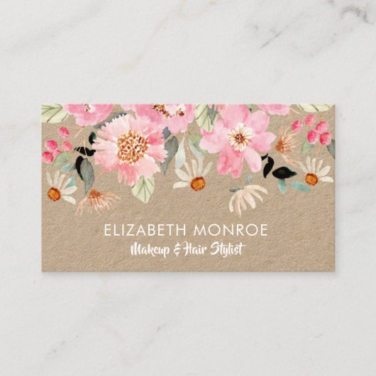 ピンクガーデンフラワーズサロンメイクアップ美容師 名刺 (正面)