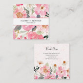 ピンクガーデンフラワーズサロン美容師メーキャップ スクエア名刺 (正面/裏面)