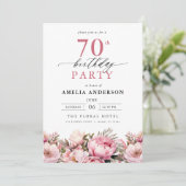 ピンクガーデンフローラ書道70誕生日 招待状 (スタンド正面)