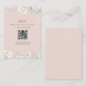 ピンクガーデンフローラQRコードウェディングRSVP エンクロージャーカード (正面/裏面)