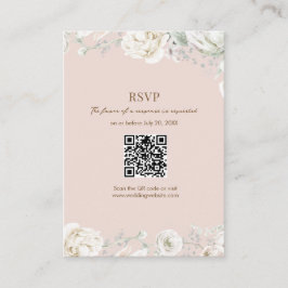 ピンクガーデンフローラQRコードウェディングRSVP エンクロージャーカード
