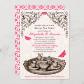 ピンクガーデンブライダルティーパーティの招待状 招待状 (正面/裏面)