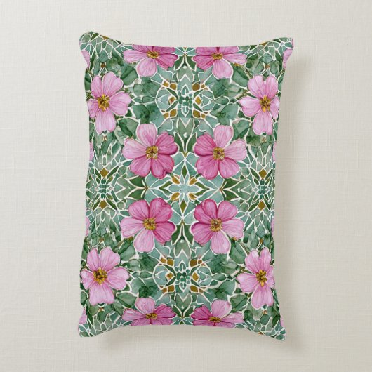 ピンクガーデンモザイクアクセントピロー アクセントクッション (裏面(縦))