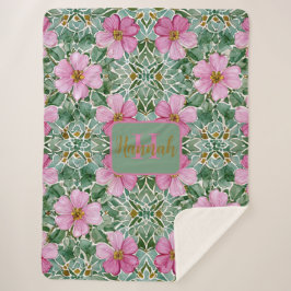 ピンクガーデンモザイクシェルパブランケット シェルパブランケット