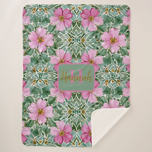 ピンクガーデンモザイクシェルパブランケット シェルパブランケット (正面)