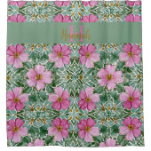 ピンクガーデンモザイクシャワーカーテン シャワーカーテン (正面)