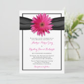ピンクガーベラとブラックサテンリボン招待状 招待状 (スタンド正面)