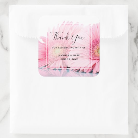 ピンクガーベラのデイジーエレガント写真ありがとう スクエアシール (バッグ)