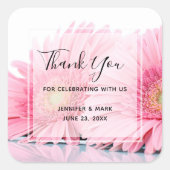 ピンクガーベラのデイジーエレガント写真ありがとう スクエアシール (正面)