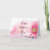 ピンクガーベラエレガントデイジー写真母の日 カード (正面)