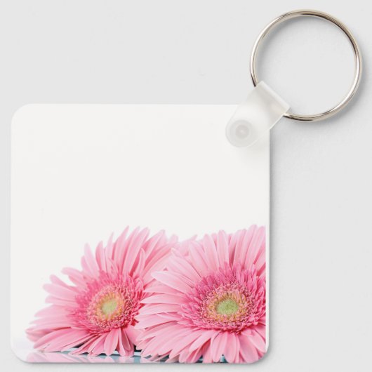 ピンクガーベラエレガントデイジー結婚写真 キーホルダー (裏面)