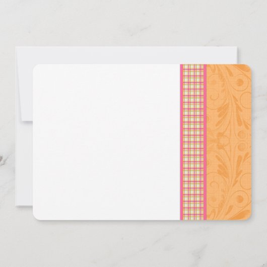 ピンクガーベラオレンジプレイド確認招待状 招待状 (裏面)