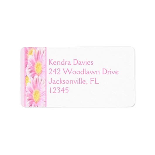 ピンクガーベラオンホワイト差出人住所ラベル ラベル (正面)