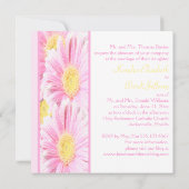 ピンクガーベラスオンホワイト結婚式招待状(四角) 招待状 (裏面)