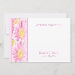 ピンクガーベラスオンホワイト結婚式招待状(5 x 7) 招待状