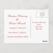 ピンクガーベラセーブ・ザ・デート案内 ポストカード (裏面)