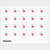 ピンクガーベラターコイズ結婚フローラ封筒用シール ハートシール (シート)