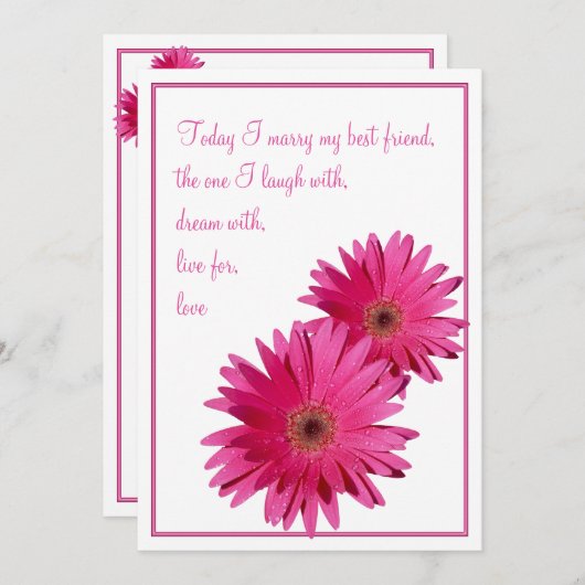 ピンクガーベラデイジーこの日結婚式招待状 招待状 (正面/裏面)