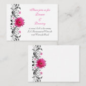 ピンクガーベラデイジーウェディングレセプションカード エンクロージャーカード (正面/裏面)