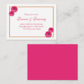 ピンクガーベラデイジーウェディングレセプションカード エンクロージャーカード (正面/裏面)