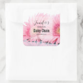 ピンクガーベラデイジーエレガントフォトキャンドルビジネス スクエアシール (バッグ)