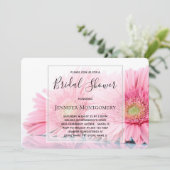 ピンクガーベラデイジーエレガントフォトブライダルシャワー 招待状 (スタンド正面)