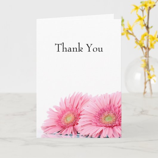 ピンクガーベラデイジーエレガント写真 カード (黄色い花)