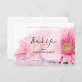 ピンクガーベラデイジーエレガント写真 サンキューカード (正面/裏面)