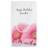 ピンクガーベラデイジーエレガント写真 スモールペーパーバッグ (裏面)