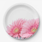 ピンクガーベラデイジーエレガント写真 ペーパープレート (正面)