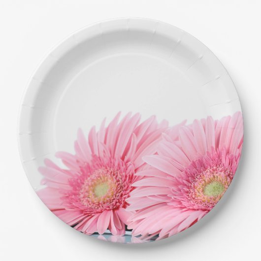 ピンクガーベラデイジーエレガント写真 ペーパープレート (正面)