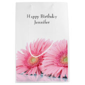 ピンクガーベラデイジーエレガント写真 ミディアムペーパーバッグ (正面)