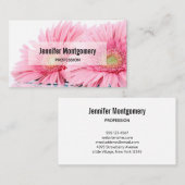 ピンクガーベラデイジーエレガント写真 名刺 (正面/裏面)